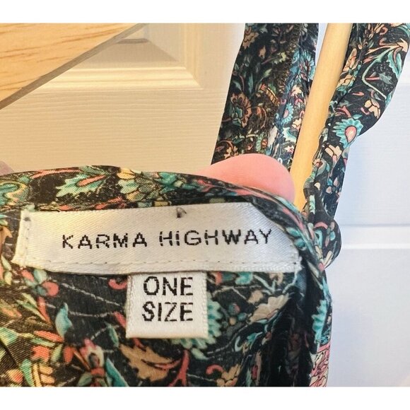 Karma Highway Sleeveless Boho Mini Dress OS Floral Beach Boho Hippie Pockets Tie - Picture 5 of 7